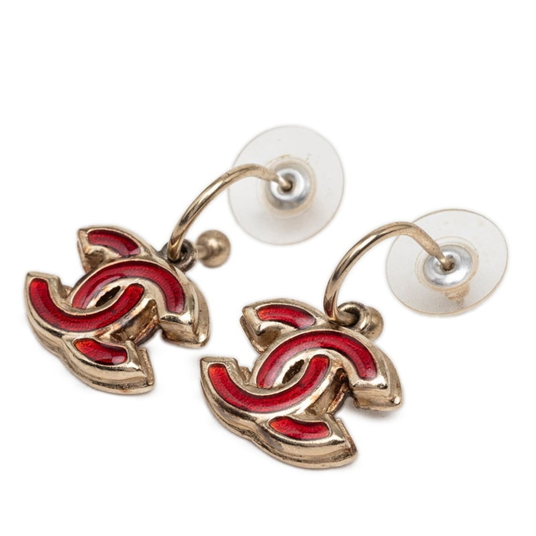 Chanel Coco Mark Hoop Earrings, 08P Engraving, Gold and Red Plated, Women's CHANEL: --- Catalog ---Category: SizeSize (HxWxD): 26.10mm x 18.20mm / 1.03'' x 0.72''Category: DesignType: Hoop earringsColor: Gold, Red colorGender: WomenMaterial: Gold platingCategory: GeneralBrand: Chanel