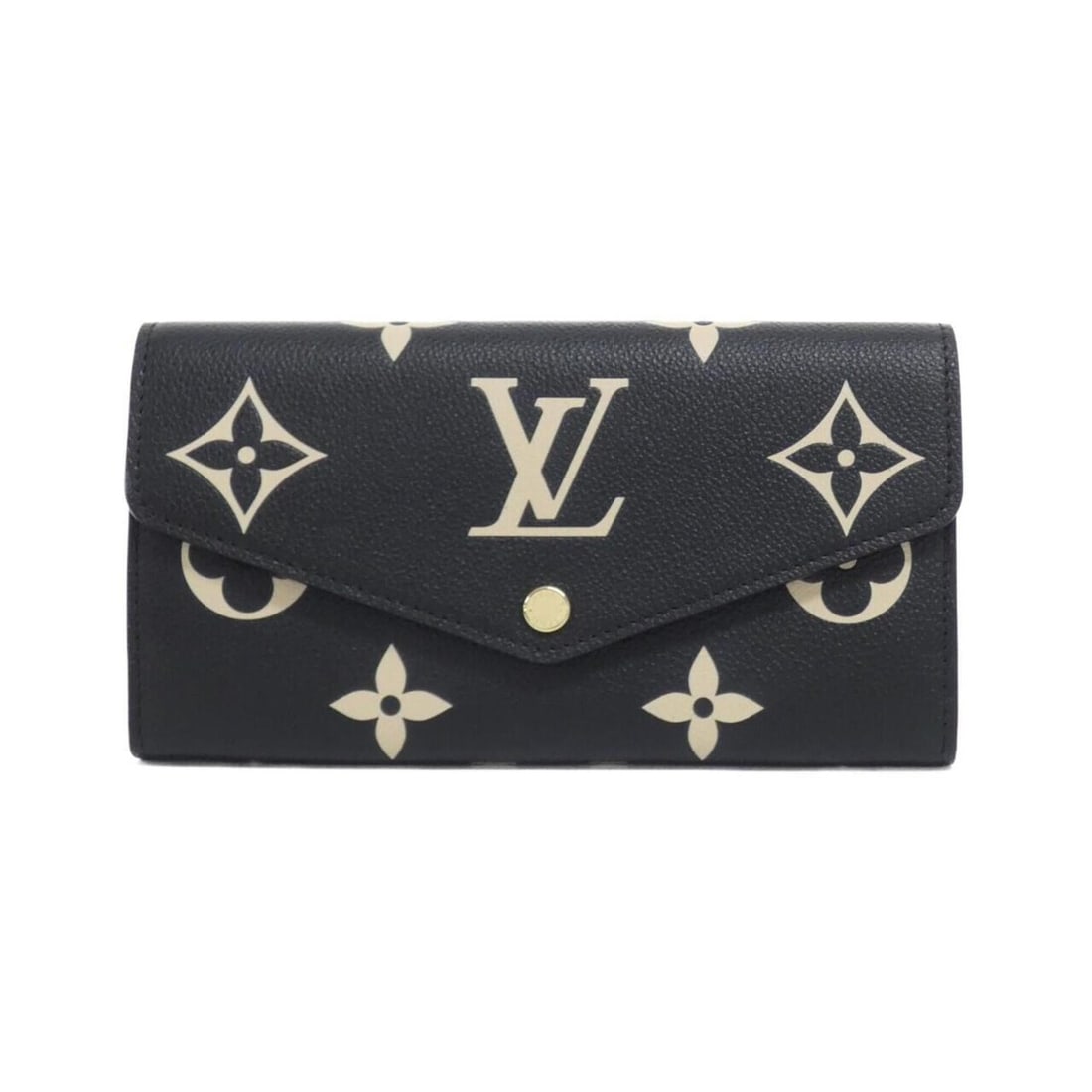 Louis Vuitton Bicolor Monogram Empreinte Portefeuille Sarah M80496 Wallet: --- Catalog ---Category: SizeSize (HxWxD): 10cm x 19cm x 2.5cm / 3.93'' x 7.48'' x 0.98''Category: DesignType: Long wallet (bi-fold)Color: Beige, BlackGender: WomenMaterial: Leather Leather/Fur Type: 