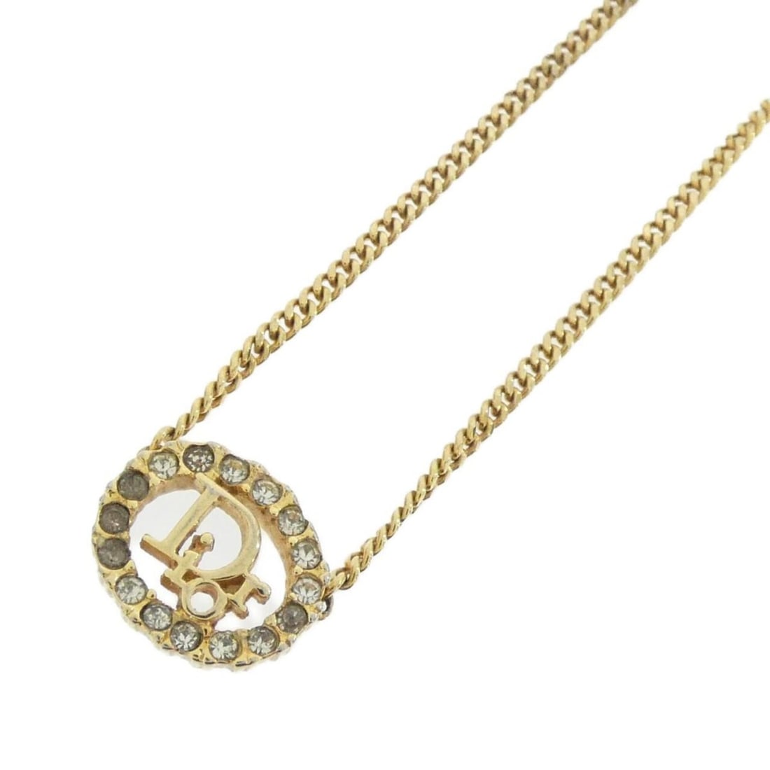 Christian Dior necklace: --- Catalog ---Category: SizePendant Size: 13mm x 15mm / 0.51'' x 0.59''Neck Circumference: 38.5 cm - 43.5 cm / 15.15'' - 17.12''Category: DesignColor: Clear, GoldGender: WomenNecklace Type: