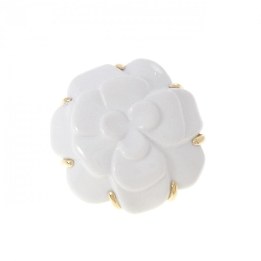 Chanel Camellia Brooch: --- Catalog ---Category: SizeSize (HxWxD): 3.97cm x 3.9cm / 1.56'' x 1.53''Category: DesignType: BroochColor: Yellow goldStone: ChalcedonyGender: WomenMaterial: Yellow gold (18K)Category: