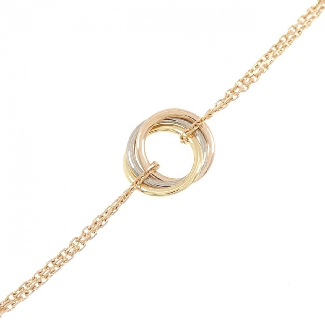 Cartier Trinity Bracelet: --- Catalog ---Category: SizeLength: 16cm - 18cm / 6.29'' - 7.08''Category: DesignType: Charm braceletColor: Pink gold, White gold, Yellow goldGender: WomenMaterial: Pink gold (18K), White gold