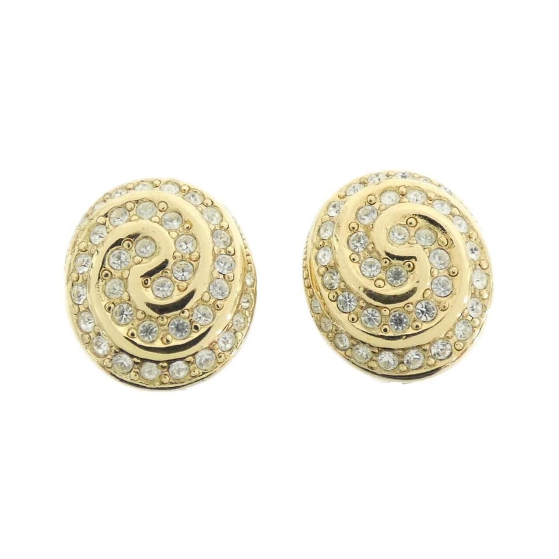 Christian Dior earrings: --- Catalog ---Category: SizeSize (HxWxD): 23.00mm x 20.00mm / 0.91'' x 0.79''Category: DesignType: Clip earringsColor: Clear, GoldGender: WomenCategory: GeneralBrand: Christian Dior--- Item List