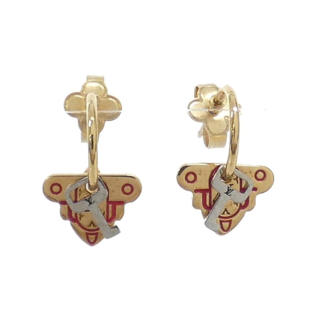 Louis Vuitton Rocky Earrings M62806: --- Catalog ---Category: SizeSize (HxWxD): 10.00mm x 12.00mm / 0.39'' x 0.47''Category: DesignType: Stud earringsColor: Gold, Red color, SilverGender: WomenCategory: GeneralMPN: M62806Brand: Louis Vui
