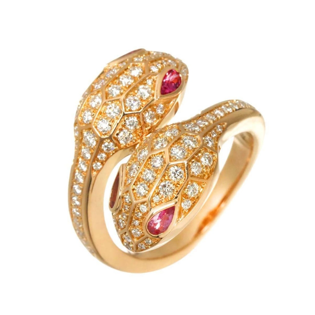 Bulgari BVLGARI Serpenti Seduttori #49 Ring with Diamonds and Rubellite, 18K PG Pink Gold 750: --- Catalog ---Category: SizeUS Size: 5Brand Size: 49Category: DesignType: Band ringGender: WomenMaterial: Pink gold (18K)Category: GeneralBrand: Bvlgari--- Item List ---Section: ConditionRanking: Ran
