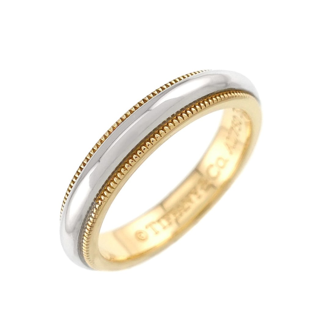 Tiffany & Co. Milgrain Band Ring, Platinum (Pt), 18K Yellow Gold (750): --- Catalog ---Category: SizeJP Size: 7US Size: 4Category: DesignType: Band ringGender: WomenMaterial: Platinum 950, Yellow gold (18K)Category: GeneralBrand: Tiffany--- Item List ---Section: Condition