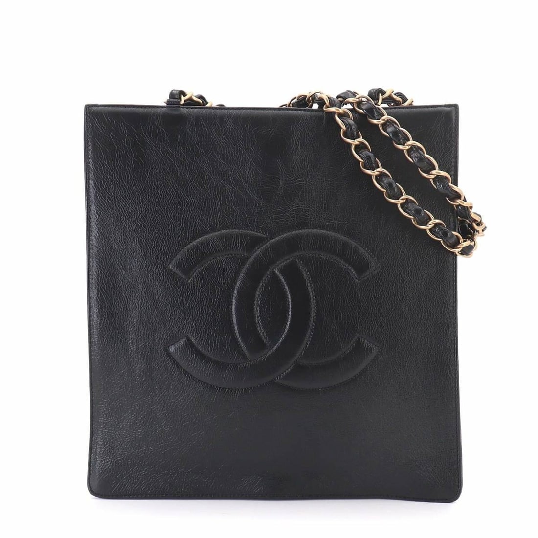 Chanel Coco Chain Tote Handbag, Leather, Black with Gold Hardware: --- Catalog ---Category: SizeSize (HxWxD): 31.5cm x 30cm x 8cm / 12.4'' x 11.81'' x 3.14''Category: DesignType: Handbag, Tote bagColor: BlackGender: WomenMaterial: Leather Category: GeneralBrand: Chan