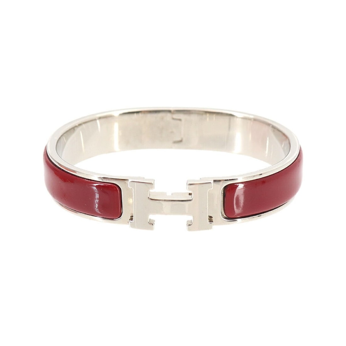 Hermes Clic H PM Bangle, Red and Silver (1 of 12)