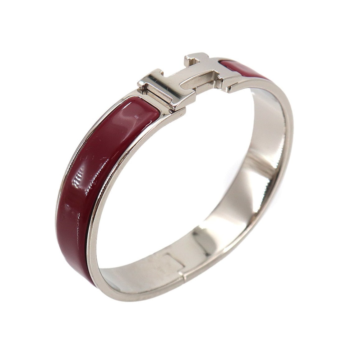 Hermes Clic H PM Bangle, Red and Silver - 4