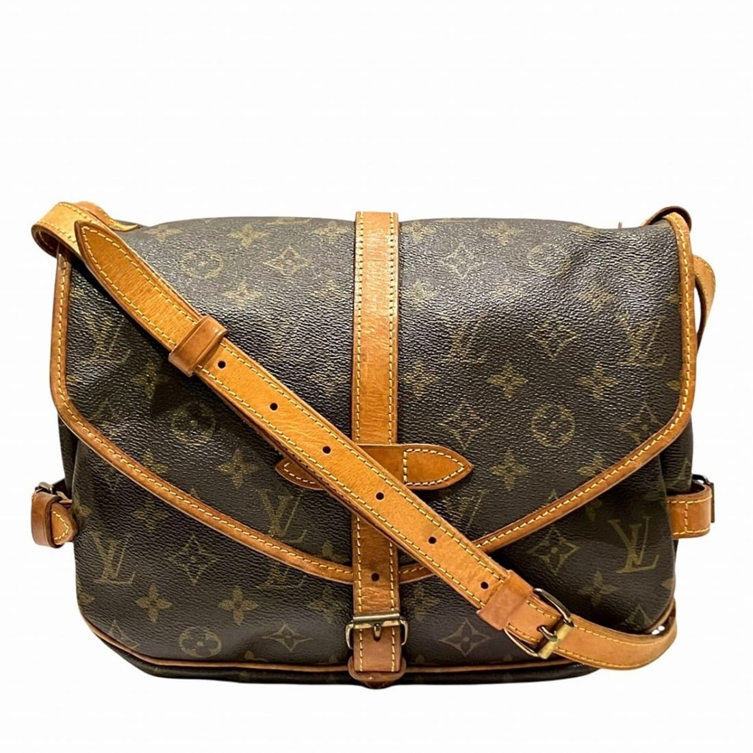 Louis Vuitton Saumur 30 Shoulder Bag, Monogram Canvas, M42256: --- Catalog ---Category: SizeSize (HxWxD): 22cm x 30cm x 12cm / 8.66'' x 11.81'' x 4.72''Strap Length: 110cm - 126cm / 43.3'' - 49.6''Category: DesignType: Shoulder bagColor: BrownGender: