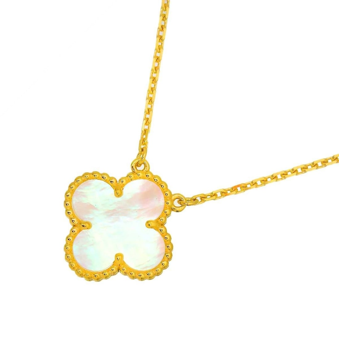 Van Cleef & Arpels VCA Alhambra Shell Necklace 42cm 18K Yellow Gold 750: --- Catalog ---Category: SizePendant Size: 14.8mm x 14.8mm / 0.58'' x 0.58''Neck Circumference: 42 cm / 16.53''Category: DesignGender: WomenMaterial: Shell, Yellow gold (18K)Necklace Type: