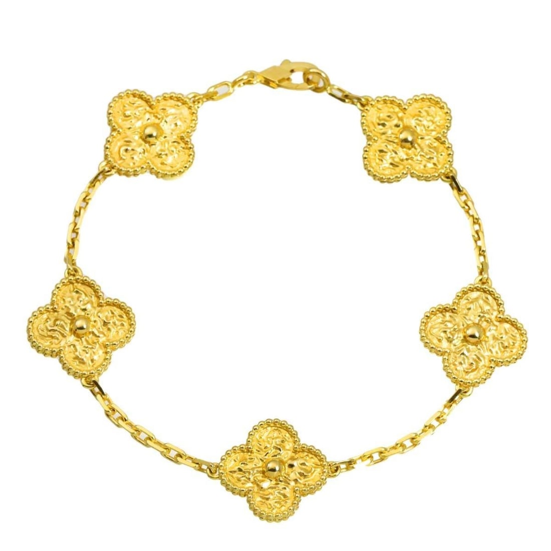 Van Cleef & Arpels Alhambra 5P Bracelet 17cm 18K Yellow Gold 750: --- Catalog ---Category: SizeLength: 17cm / 6.69''Category: DesignType: Charm braceletGender: WomenMaterial: Yellow gold (18K)Category: GeneralBrand: Van Cleef & Arpels--- Item List ---Section: