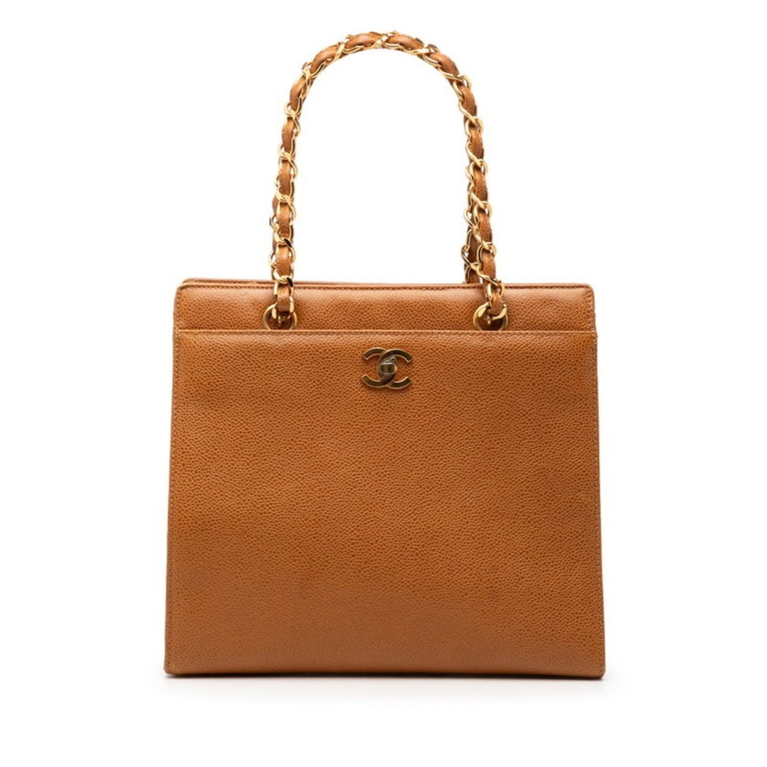 Chanel Coco Mark Chain Tote Bag Shoulder Brown Caviar Leather Women's CHANEL: --- Catalog ---Category: SizeSize (HxWxD): 21cm x 25cm x 9cm / 8.26'' x 9.84'' x 3.54''Category: DesignType: Tote bagColor: BrownGender: WomenMaterial: Grained Calfskin Category: GeneralBrand: Chanel-