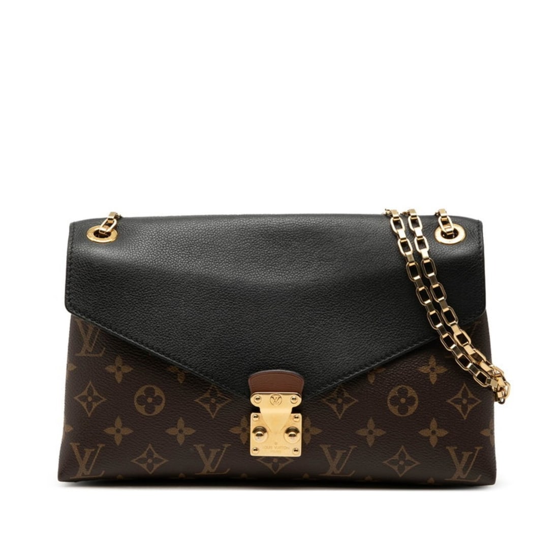 Louis Vuitton Monogram Pallas Chain Shoulder Bag M41223 Brown Black Leather Women's LOUIS VUITTON: --- Catalog ---Category: SizeSize (HxWxD): 16.5cm x 27cm x 5cm / 6.49'' x 10.62'' x 1.96''Category: DesignType: Shoulder bagColor: Black, BrownGender: WomenMaterial: PVC , Leather Category: GeneralMPN