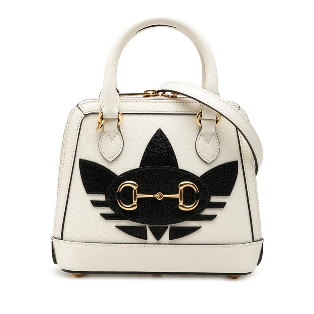 Gucci x Adidas Horsebit 1955 Handbag Shoulder Bag 2WAY 677212 White Black Leather Women's GUCCI (1 of 10)