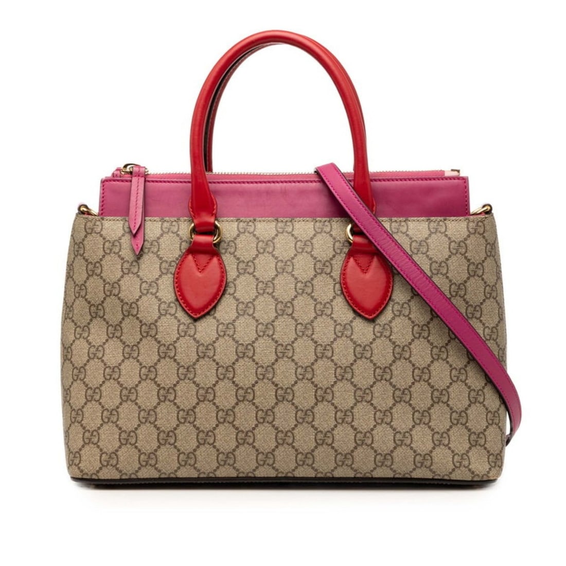 Gucci GG Supreme Handbag Shoulder Bag 2WAY 409534 Beige Pink Red Leather Women's GUCCI: --- Catalog ---Category: SizeSize (HxWxD): 23cm x 32.5cm x 11cm / 9.05'' x 12.79'' x 4.33''Category: DesignType: Handbag, Shoulder bagColor: Beige, Pink redGender: WomenMaterial: PVC , Leather Categor