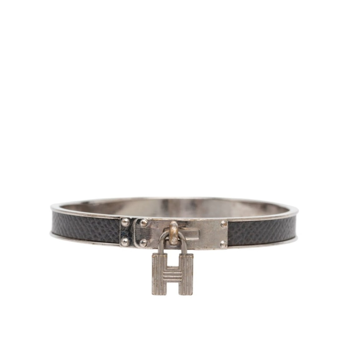 Hermes Kelly Bangle, Silver and Gray Metal Leather, Women's (1 of 10)