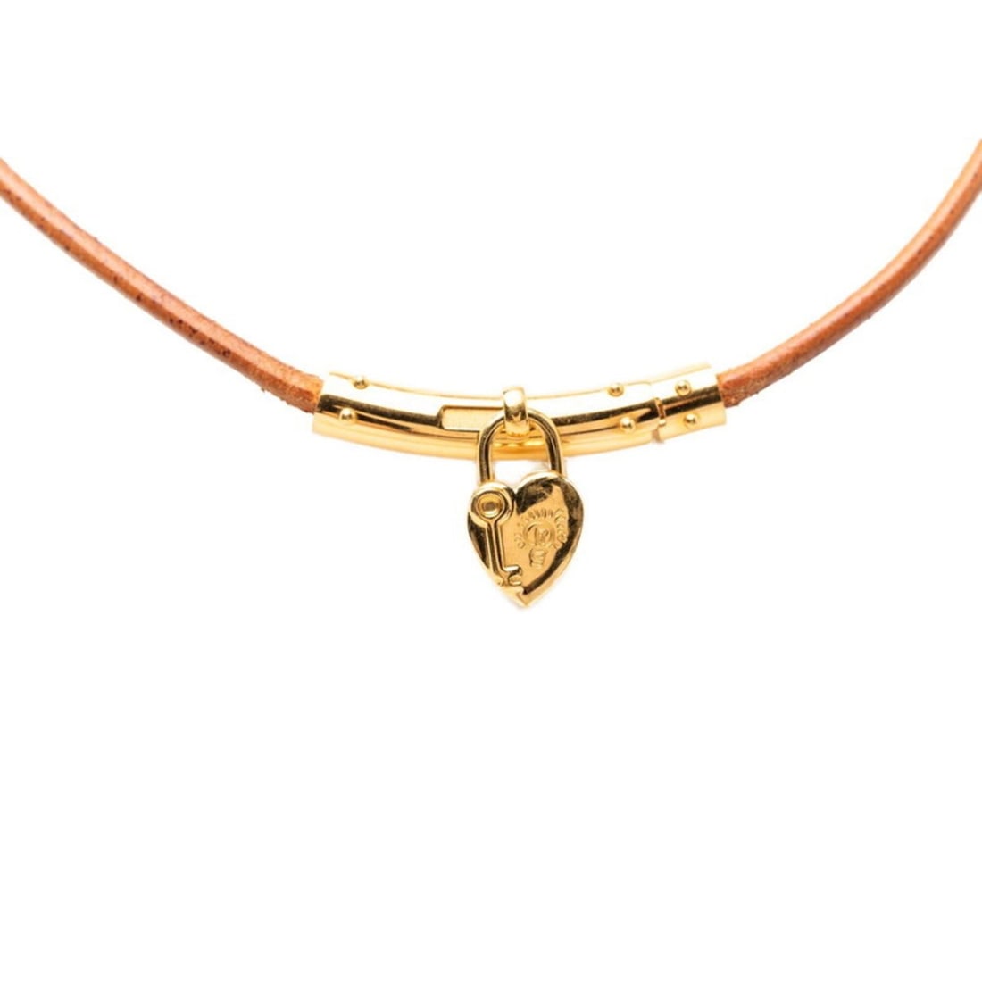Hermes Viviride Heart Cadena Motif Choker Gold Brown Plated Leather Women's HERMES: --- Catalog ---Category: SizeNeck Circumference: 43 cm / 16.92''Category: DesignColor: Brown, GoldGender: WomenMaterial: LeatherNecklace Type: ChokerCategory: GeneralBrand: Hermes--- Item List ---Sect