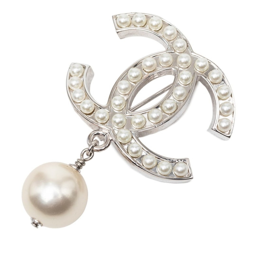 Chanel Coco Mark Brooch 06V Silver Metal Faux Pearl Women's CHANEL: --- Catalog ---Category: SizeSize (HxWxD): 5.35cm x 3.7cm / 2.1'' x 1.45''Category: DesignType: BroochColor: SilverGender: WomenCategory: GeneralBrand: Chanel--- Item List ---Section: ConditionRanking
