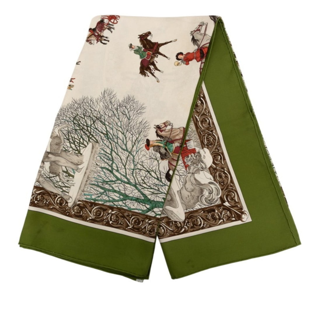 Hermes Carre 90 L'hiver Winter Scarf/Muffler, Large Size, Green Multicolor Silk, Women's: --- Catalog ---Category: SizeSize (LxW): 88cm x 89cm / 34.64'' x 35.03''Category: DesignType: ScarfColor: Green, Multi-colorGender: WomenSeason: Fall/winterMaterial: Silk Category: GeneralBrand: Herme