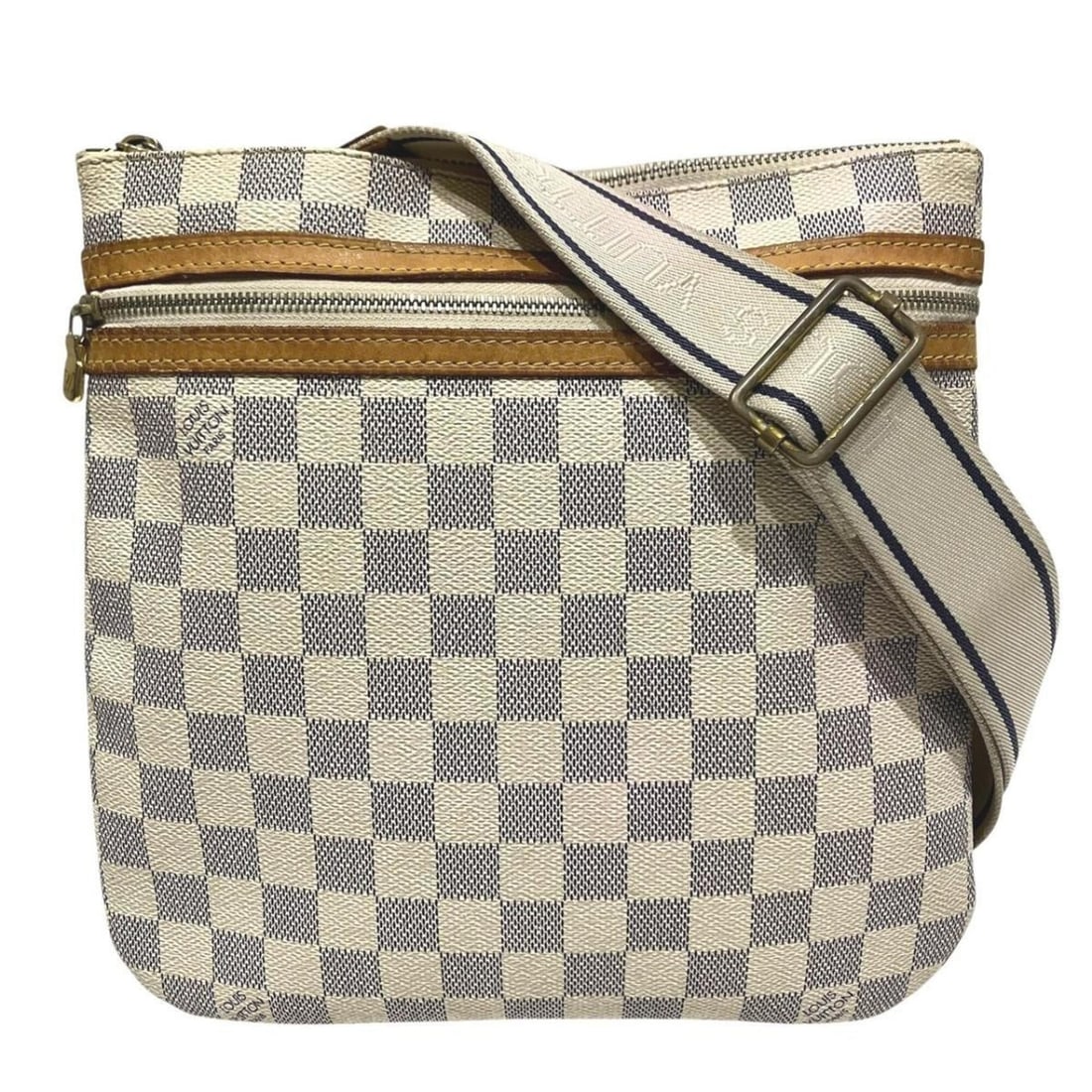 Louis Vuitton Pochette Bosphore Shoulder Bag, Damier Azur Toile Leather, N51112: --- Catalog ---Category: SizeSize (HxWxD): 25cm x 26cm x 2cm / 9.84'' x 10.23'' x 0.78''Strap Length: 90cm - 150cm / 35.43'' - 59.05''Category: DesignType: Pochette, Shoulder bagColor: WhiteGender: Wo