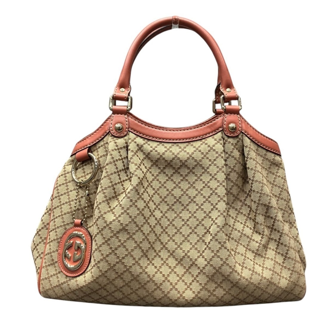 Gucci Diamante handbag, Sukey, cotton/leather, 211944: --- Catalog ---Category: SizeSize (HxWxD): 16cm x 38cm x 14cm / 6.29'' x 14.96'' x 5.51''Category: DesignType: HandbagColor: BeigeGender: WomenMaterial: Cotton , Leather Category: GeneralMPN: 211944Br