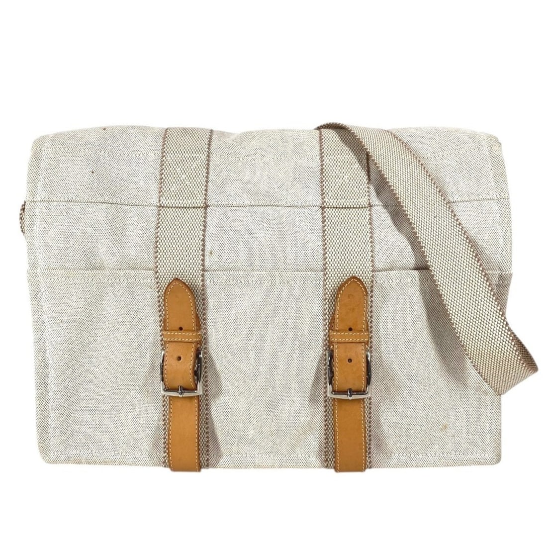 HERMES Hermes Mother's Bag, Crossbody Flap Shoulder Cotton Leather, Men's & Women's, Beige: --- Catalog ---Category: SizeSize (HxWxD): 32cm x 39.5cm x 7.5cm / 12.59'' x 15.55'' x 2.95''Category: DesignType: Shoulder bagColor: BeigeGender: Men,WomenMaterial: Cotton , Leather Category: General