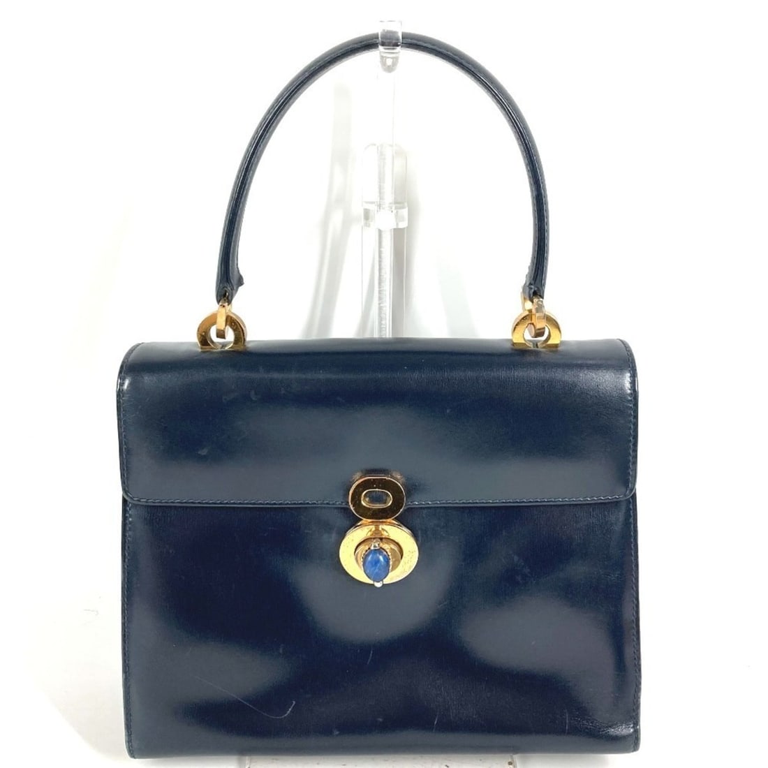 GUCCI Vintage Lapis Lazuli Flap Tote Bag Handbag Leather Women's Navy (1 of 17)