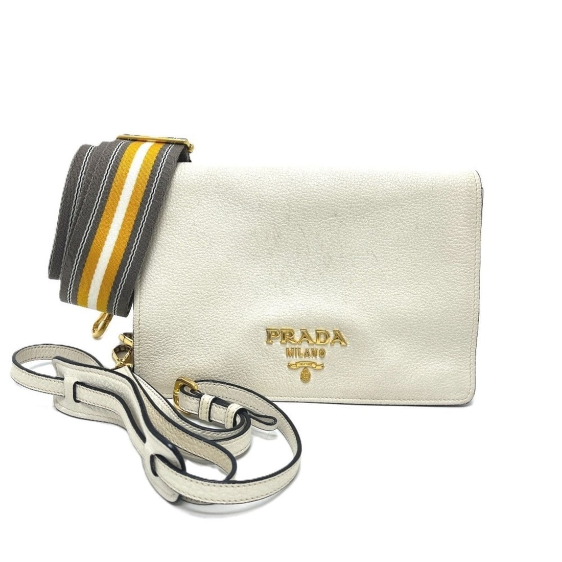 PRADA 1BD159 Vitello Daino Leather 2-Way Bag, Handbag/Shoulder Leather, Women's, White: --- Catalog ---Category: SizeSize (HxWxD): 14.5cm x 23cm x 10cm / 5.7'' x 9.05'' x 3.93''Category: DesignType: Handbag, Shoulder bagColor: WhiteGender: WomenMaterial: Leather Hardware Color: GoldCateg