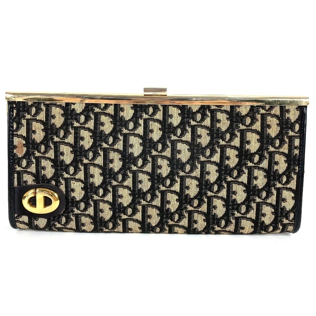 Christian Dior Dior Vintage Trotter Clasp Bag, Second Handbag, Pouch, Clutch Leather, Canvas, Men's,: --- Catalog ---Category: SizeSize (HxWxD): 13cm x 27.5cm / 5.11'' x 10.82''Category: DesignType: Clutch bag, Handbag, PouchColor: Gold, NavyGender: Men,WomenMaterial: Leather , Canvas Category: Genera