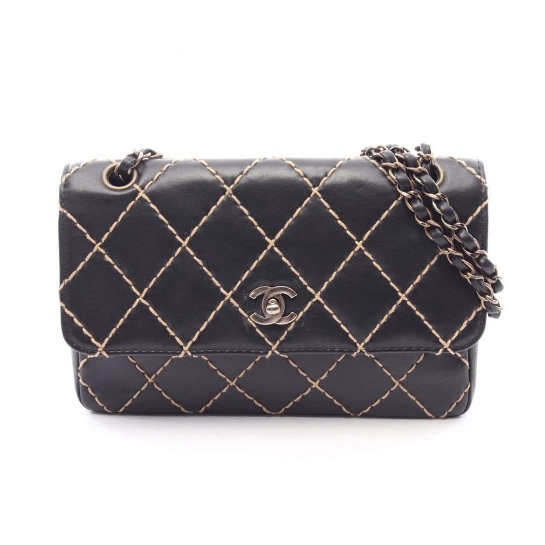 Chanel Wild Stitch Shoulder Bag Handbag Leather Women's Black: --- Catalog ---Category: SizeSize (HxWxD): 17.5cm x 25cm x 6cm / 6.88'' x 9.84'' x 2.36''Category: DesignType: Handbag, Shoulder bagColor: BlackGender: WomenMaterial: Leather Hardware Color: SilverCat