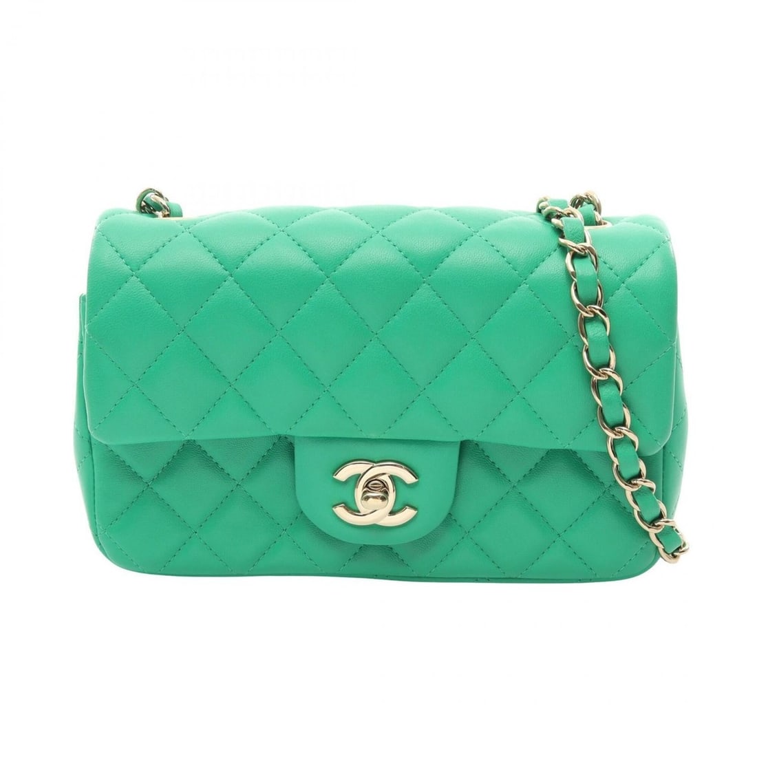 Chanel Mini Matelassé 20 Shoulder Bag/Handbag, Lambskin Leather, Women's, Green, A69900 (1 of 9)