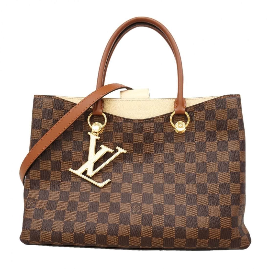 Louis Vuitton Damier LV Riverside Handbag N40135 Ebene Cream 2-way bag for women P3033587: --- Catalog ---Category: SizeSize (HxWxD): 24.5cm x 36.5cm x 13cm / 9.64'' x 14.37'' x 5.11''Category: DesignType: HandbagColor: Cream, EbeneGender: WomenCategory: GeneralMPN: N40135Brand: Louis Vuitt