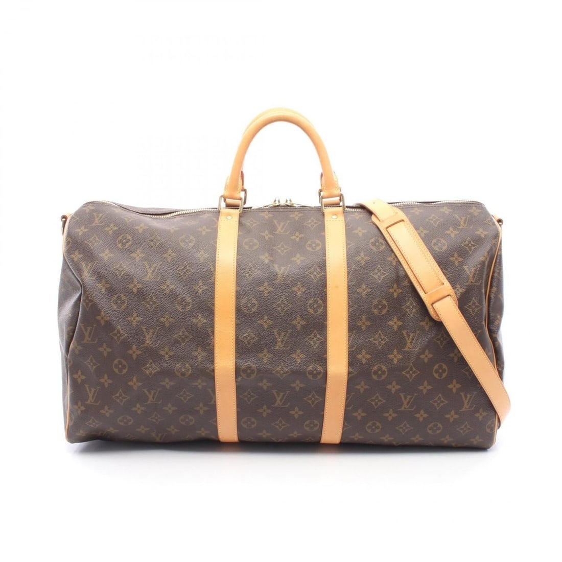 Louis Vuitton Keepall 55 Monogram 2-Way Boston Bag/Handbag, Coated Canvas and Leather,: --- Catalog ---Category: SizeSize (HxWxD): 30cm x 56cm x 25cm / 11.81'' x 22.04'' x 9.84''Category: DesignType: Boston bagColor: BrownGender: Men,WomenMaterial: PVC , Coated canvas , Leather Category:
