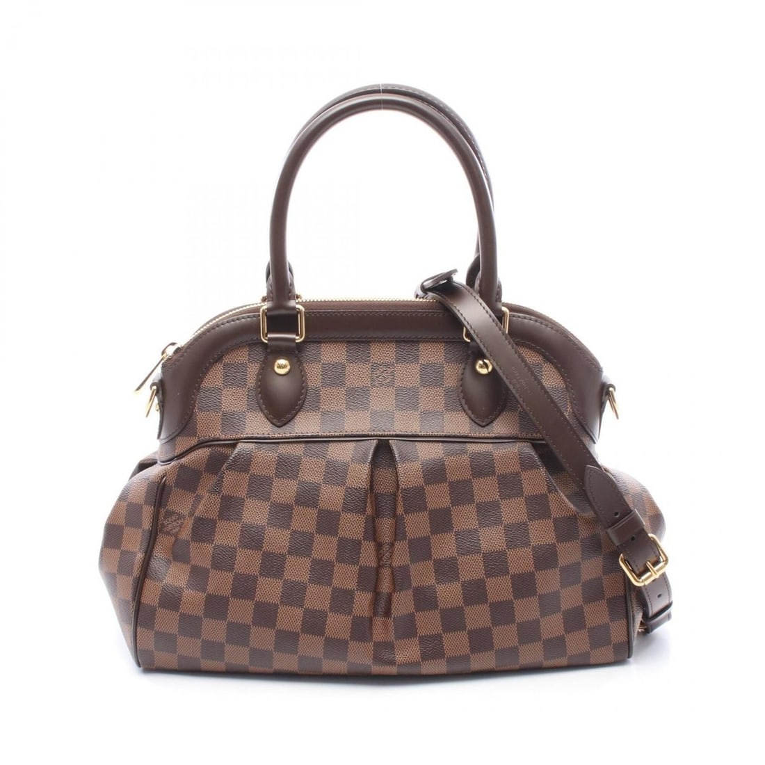 Louis Vuitton Trevi PM Damier Ebene 2-Way Handbag, Coated Canvas Leather, Women's, Brown, N51997: --- Catalog ---Category: SizeSize (HxWxD): 25cm x 34cm x 14cm / 9.84'' x 13.38'' x 5.51''Category: DesignType: HandbagColor: BrownGender: WomenMaterial: PVC , Coated canvas , Leather Category: General