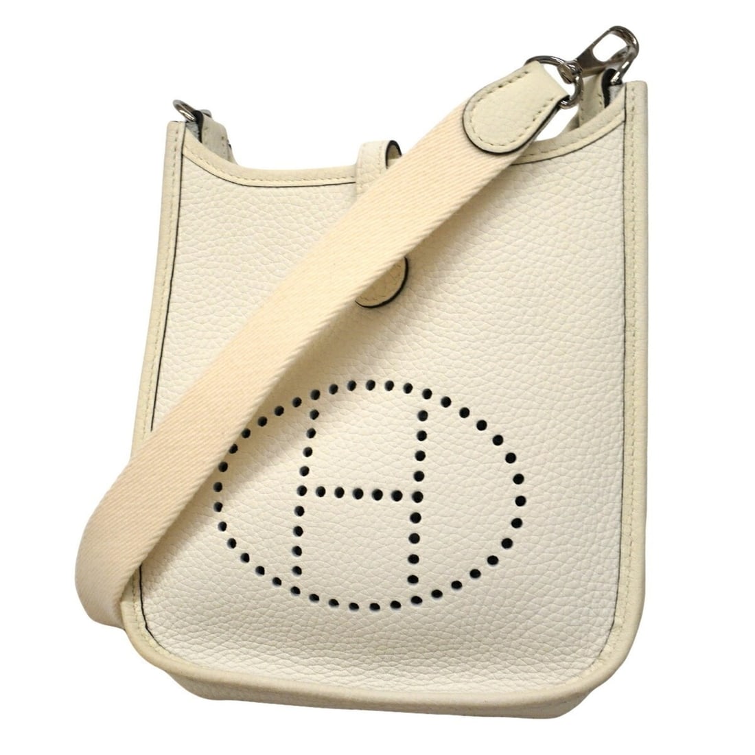 Hermes Evelyne TPM Shoulder Bag, Taurillon Clemence Leather, White, B Stamp, Women's (1 of 12)