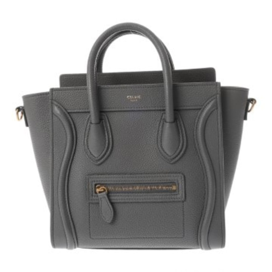 CELINE Luggage Nano Coal 168243 Women's Drummed Calfskin Handbag, A Rank, Used, Ginzo: --- Catalog ---Category: SizeSize (HxWxD): 21cm x 20cm x 10cm / 8.26'' x 7.87'' x 3.93''Category: DesignType: HandbagColor: CoalGender: WomenHardware Color: GoldCategory: GeneralMPN: 168243Brand: Celi