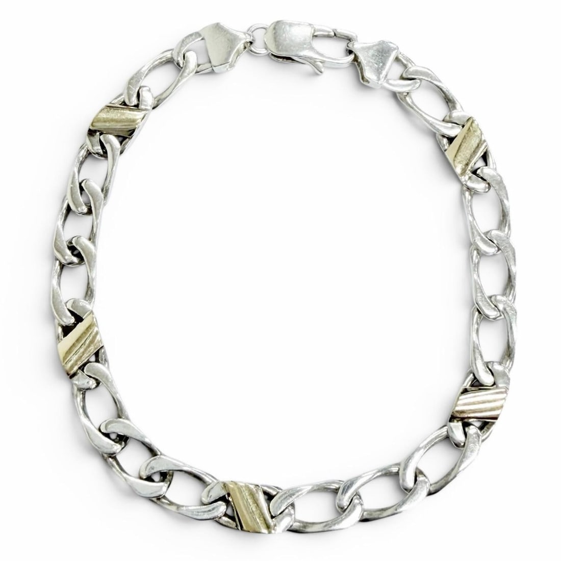 TIFFANY&Co. Tiffany Figaro 925 750 Chain Bracelet, 19cm, Silver & Gold, Weight 10.7g, Women's, (1 of 19)