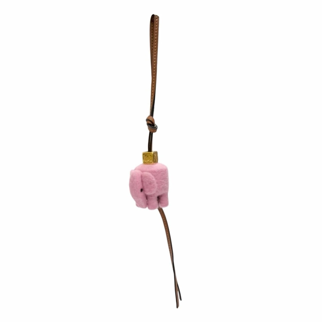 LOEWE Elephant Charm, Felt Leather, Anagram Cube Bag Pink Brown, Gold Hardware, Made in Spain, (1 of 16)