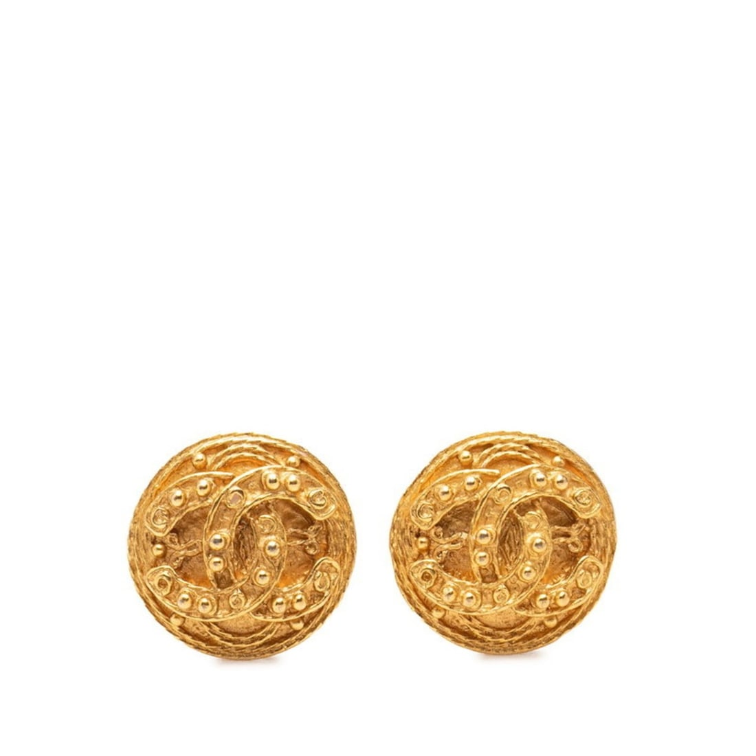 Chanel Coco Mark Round Earrings, 04A Engraving, Gold Plated, Women's CHANEL: --- Catalog ---Category: SizeSize (HxWxD): 20.40mm x 20.40mm / 0.80'' x 0.80''Category: DesignType: Clip earringsGender: WomenMaterial: Gold platingCategory: GeneralBrand: Chanel--- Item List ---Secti