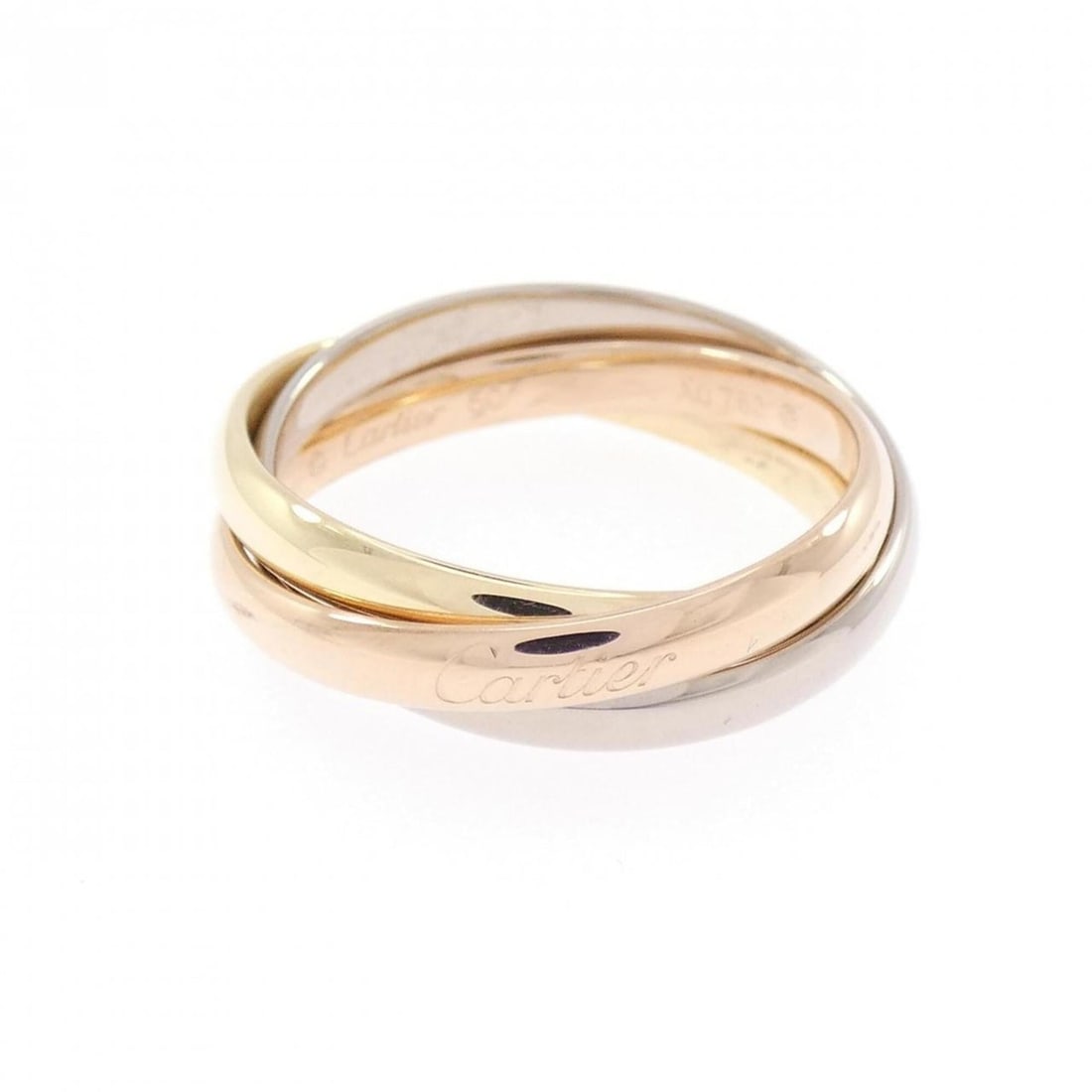 Cartier Trinity Small Ring: --- Catalog ---Category: SizeUS Size: 5.5Brand Size: 50Category: DesignType: Band ringGender: WomenMaterial: Pink gold (18K), White gold (18K), Yellow gold (18K)Category: GeneralMPN: B4235100Brand: