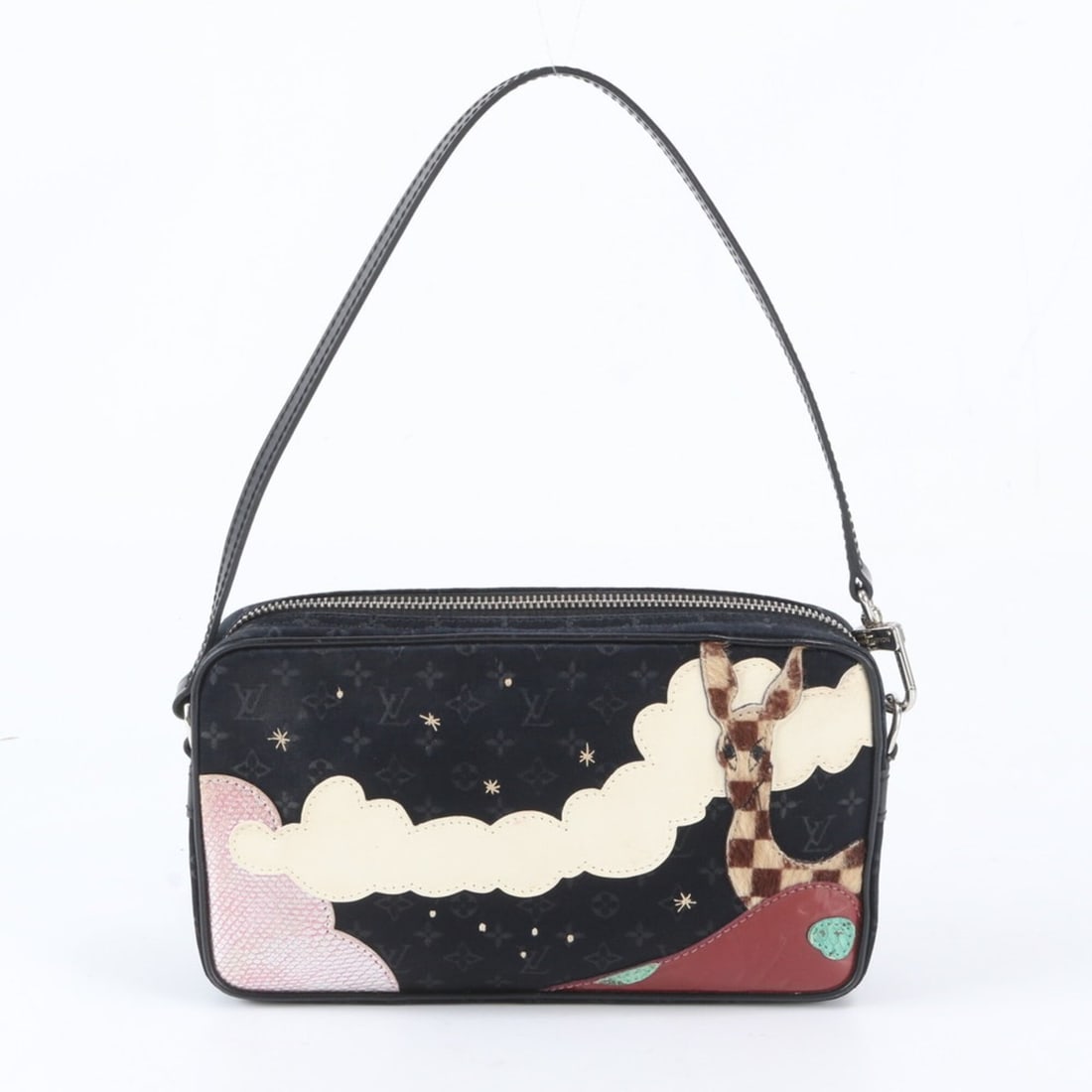 Louis Vuitton Monogram Satin Conte de Fée Pochette Giraffe M92275 Shoulder Bag for Women: --- Catalog ---Category: SizeSize (HxWxD): 13cm x 23cm x 5cm / 5.11'' x 9.05'' x 1.96''Strap Length: 50cm / 19.68''Category: DesignType: Pochette, Shoulder bagColor: Black, Multi-colorGender: WomenMat