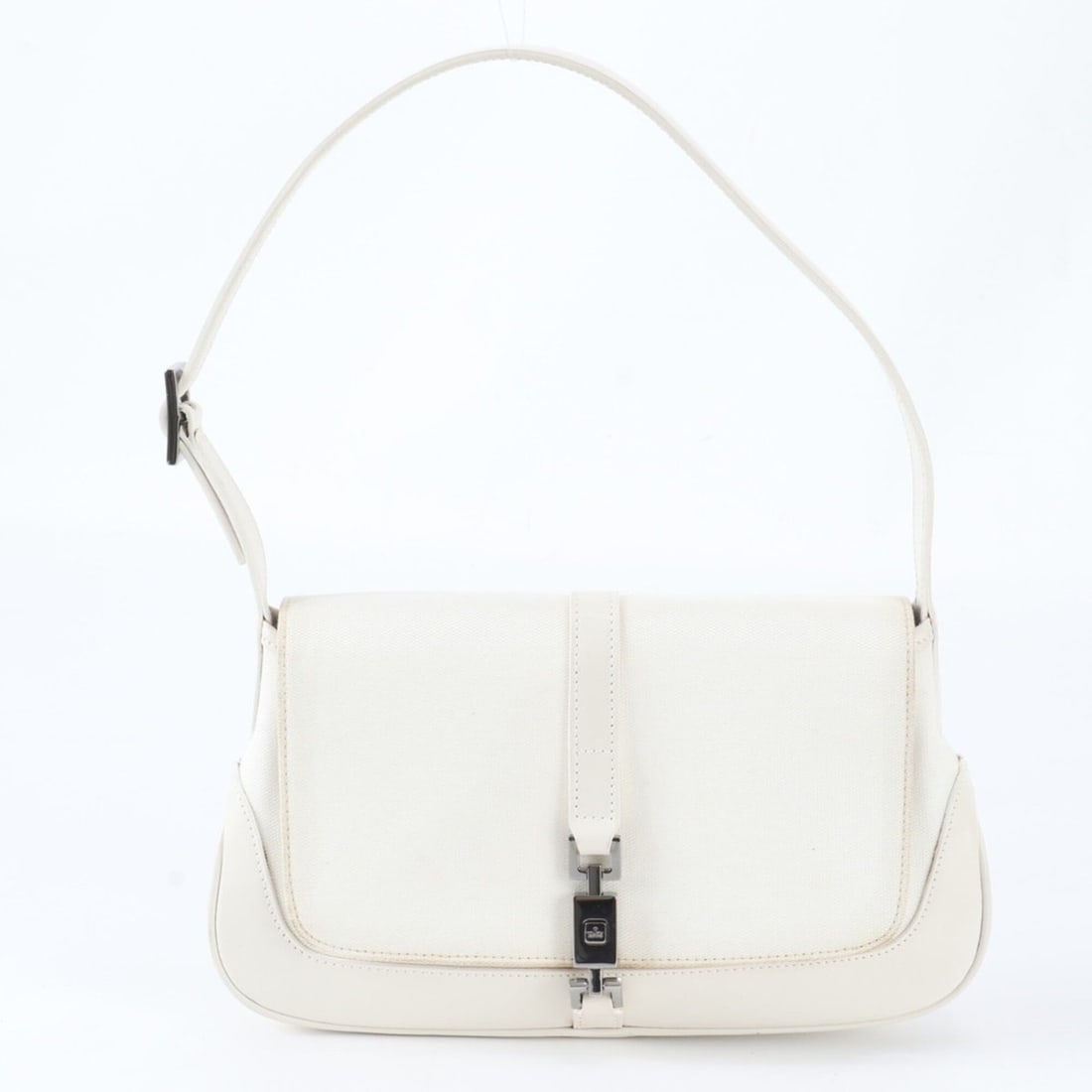 Gucci Jackie 001 3824 Leather Canvas Shoulder Bag Handbag for Women: --- Catalog ---Category: SizeSize (HxWxD): 16cm x 27cm x 4cm / 6.29'' x 10.62'' x 1.57''Strap Length: 52cm / 20.47''Category: DesignType: Handbag, Shoulder bagColor: WhiteGender: WomenMaterial: Canvas