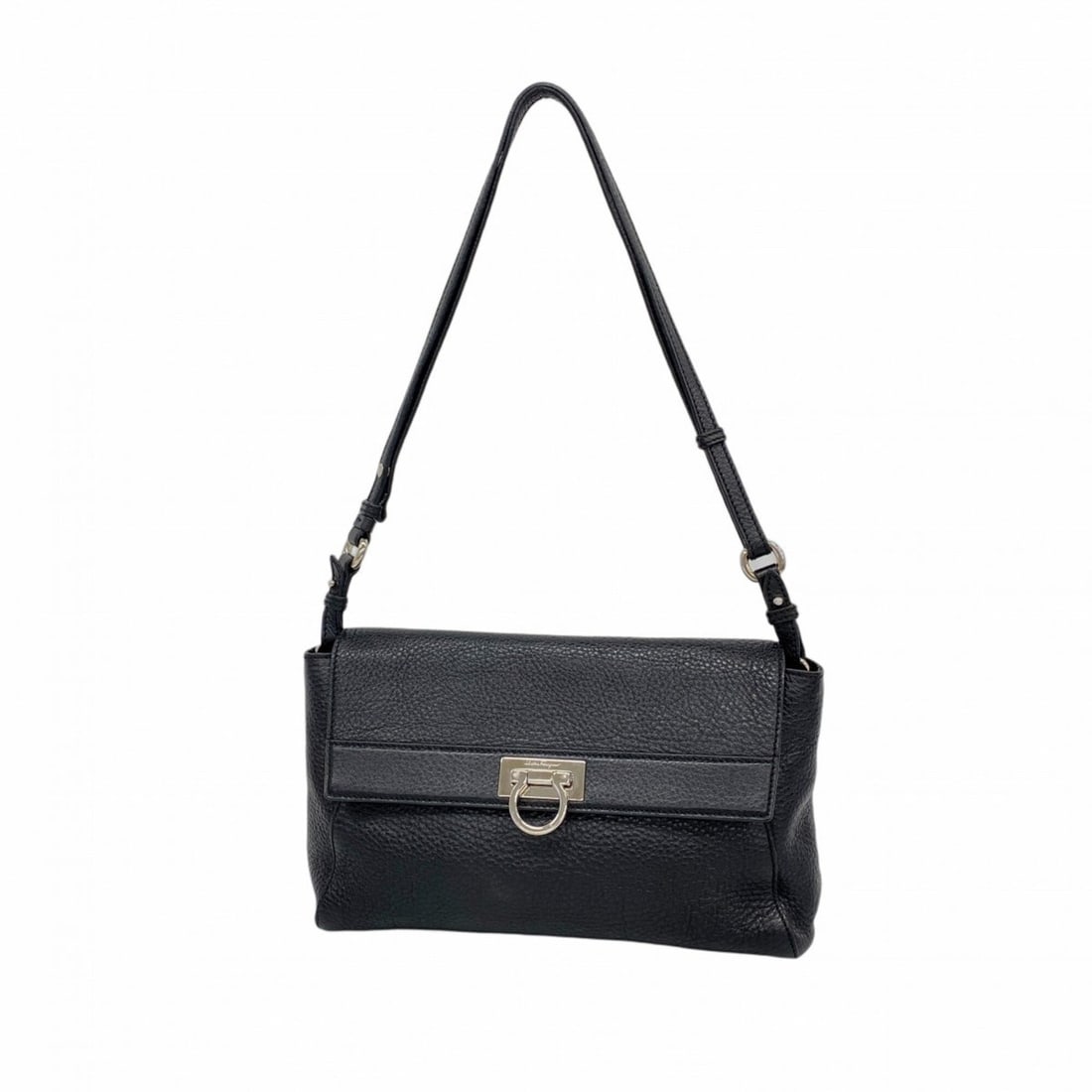 Salvatore Ferragamo Gancini Leather Shoulder Bag, Black, Women's: --- Catalog ---Category: SizeSize (HxWxD): 22cm x 28cm x 7.5cm / 8.66'' x 11.02'' x 2.95''Category: DesignType: Shoulder bagColor: BlackGender: WomenMaterial: Leather Hardware Color: SilverCategory: G