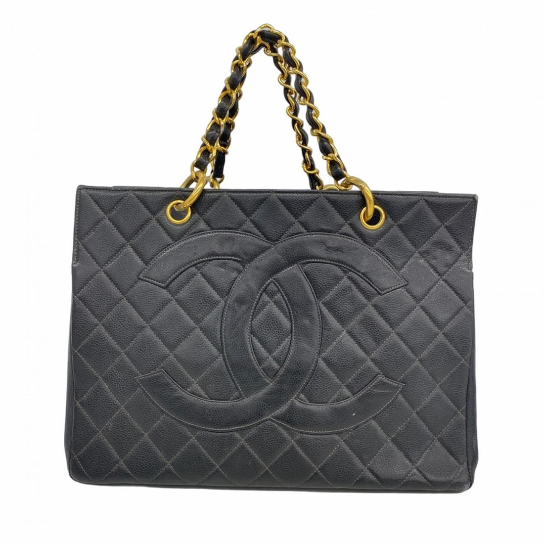Chanel Tote Bag/Chain Tote, Matelassé Caviar Leather, Black, Women's: --- Catalog ---Category: SizeSize (HxWxD): 25cm x 35cm x 17.5cm / 9.84'' x 13.77'' x 6.88''Category: DesignType: Tote bagColor: BlackGender: WomenMaterial: Grained Calfskin Hardware Color: GoldCategor