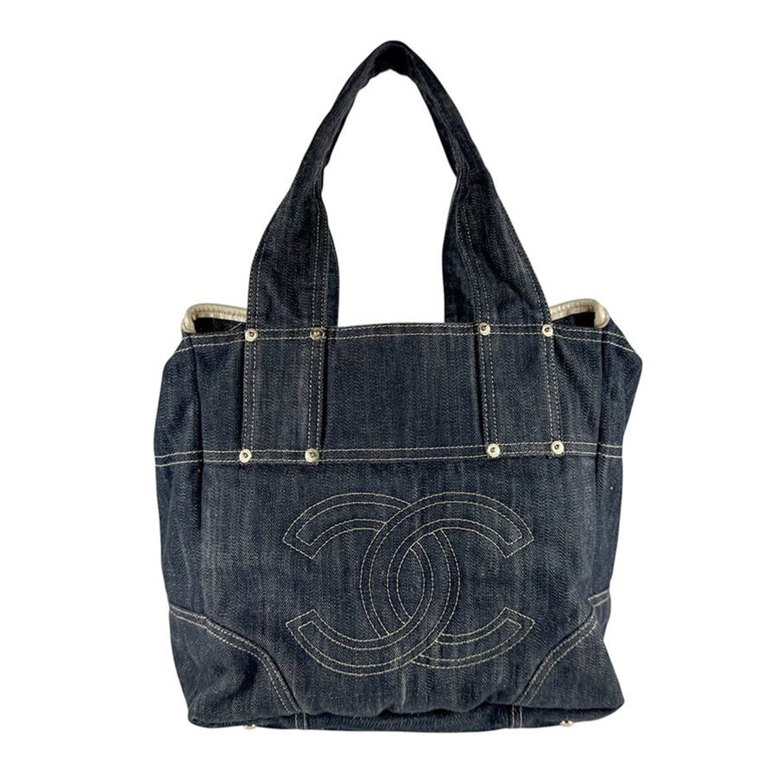 Chanel CHANEL Handbag Tote Bag Sparkling Denim Indigo Blue Gold Women's z10060: --- Catalog ---Category: SizeSize (HxWxD): 25cm x 28cm x 18cm / 9.84'' x 11.02'' x 7.08''Category: DesignType: Handbag, Tote bagColor: BlueGender: WomenMaterial: Denim Category: GeneralBrand: ChanelCo