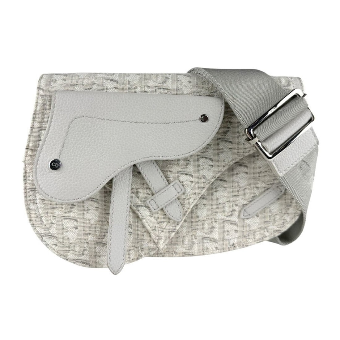 Christian Dior shoulder bag, saddle bag style, canvas and leather, light gray, men's, z10038: --- Catalog ---Category: SizeSize (HxWxD): 16cm x 23cm x 3cm / 6.29'' x 9.05'' x 1.18''Category: DesignType: Saddle bag, Shoulder bagColor: Light grayGender: Men,WomenMaterial: Canvas , Leather Catego