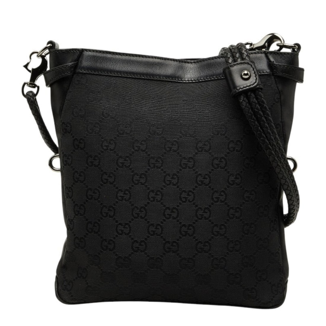 Gucci GG Canvas Crossbody Shoulder Bag 109106 Black Leather Women's GUCCI: --- Catalog ---Category: SizeSize (HxWxD): 25cm x 24cm x 6cm / 9.84'' x 9.44'' x 2.36''Category: DesignType: Shoulder bagColor: BlackGender: WomenMaterial: Canvas , Leather Category: GeneralMPN: 10910