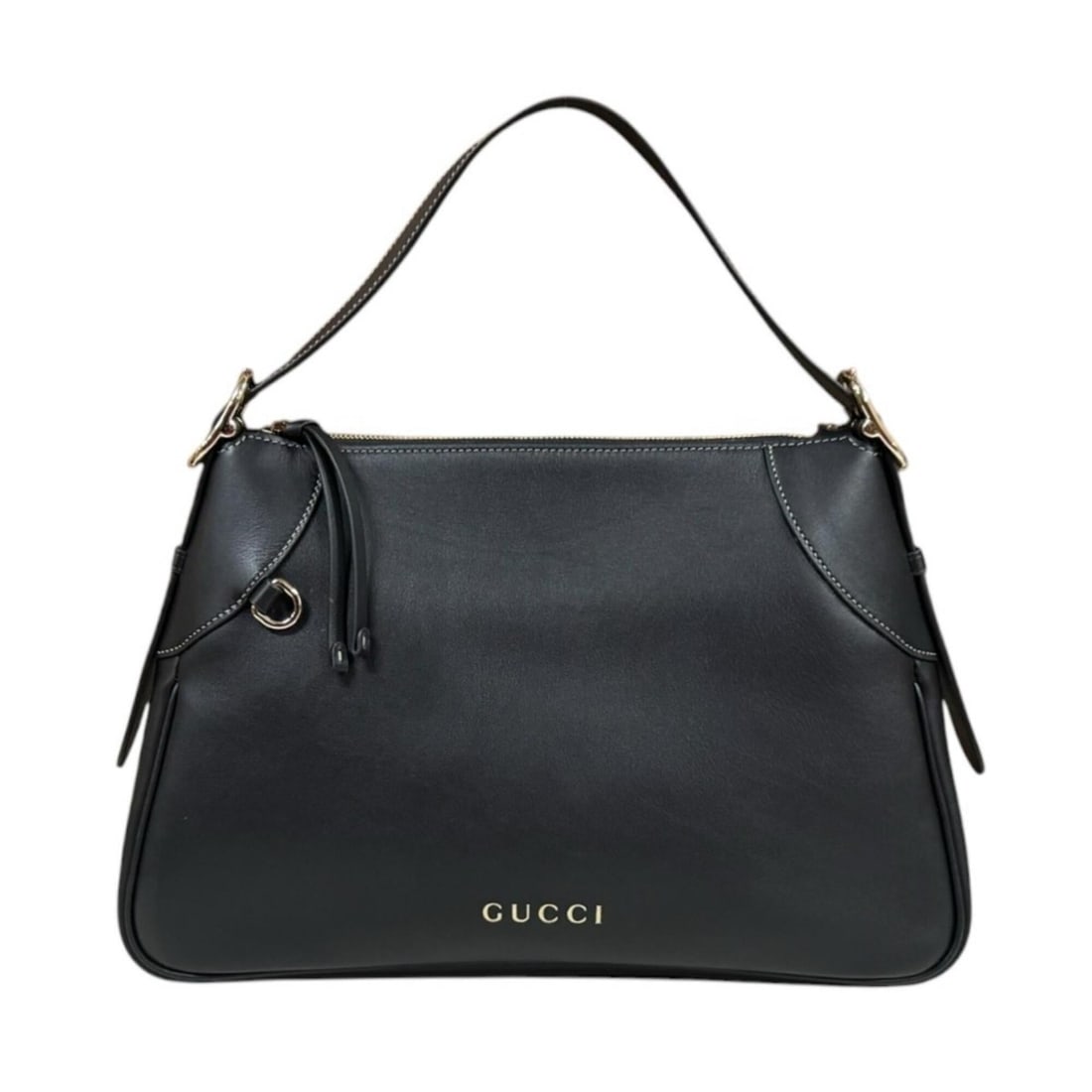 Gucci Large GG Emblem Tote Bag, Handbag, Leather, 815217, Black, Women's, GUCCI, Used (1 of 10)