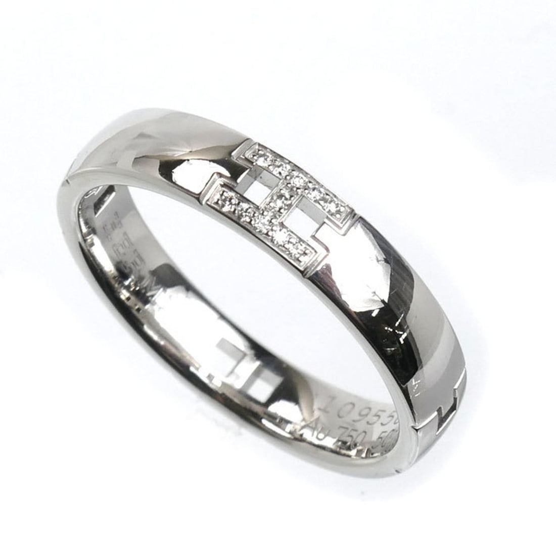 HERMES 18KWG White Gold Ever Hercules Ring H119853B 00050 Diamond 50 3.8g Women's (1 of 8)