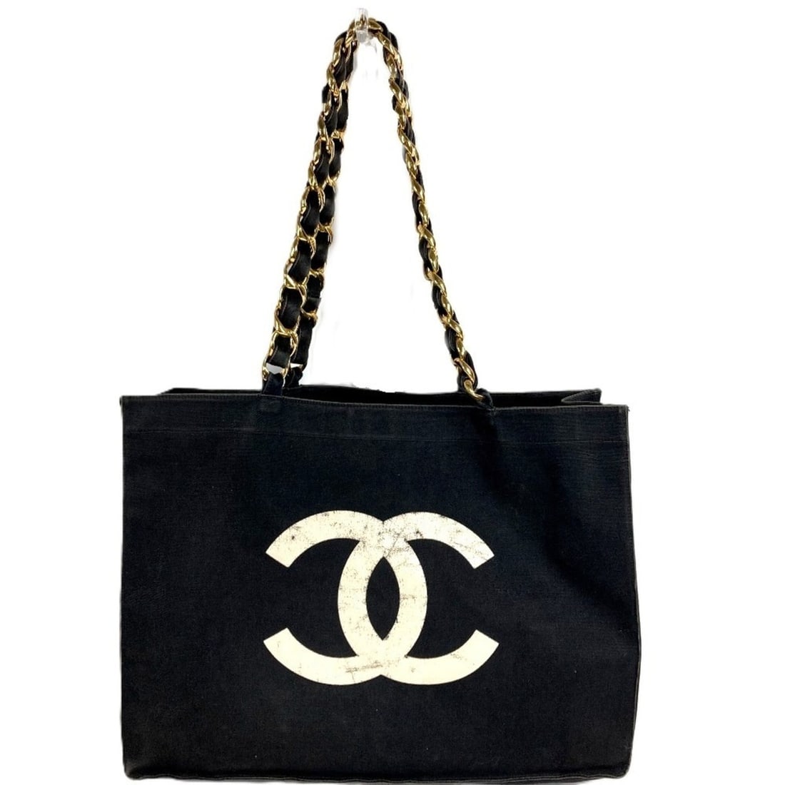 CHANEL logo CC Coco mark bag, tote shoulder double chain, chain canvas, men's, women's, black.: --- Catalog ---Category: SizeSize (HxWxD): 30cm x 40.5cm x 10.5cm / 11.81'' x 15.94'' x 4.13''Category: DesignType: Shoulder bag, Tote bagColor: Black, WhiteGender: Men,Women,UnisexMaterial: Canvas Ca